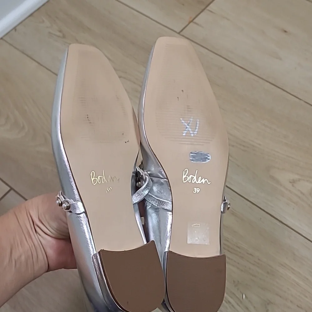 Boden Elegant Silver Women's Shoes with Pearl Detail Size 39/8 - Picture 9 of 9